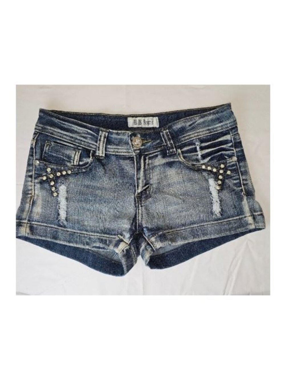 Rhinestone Studded Blue Jean Shorts